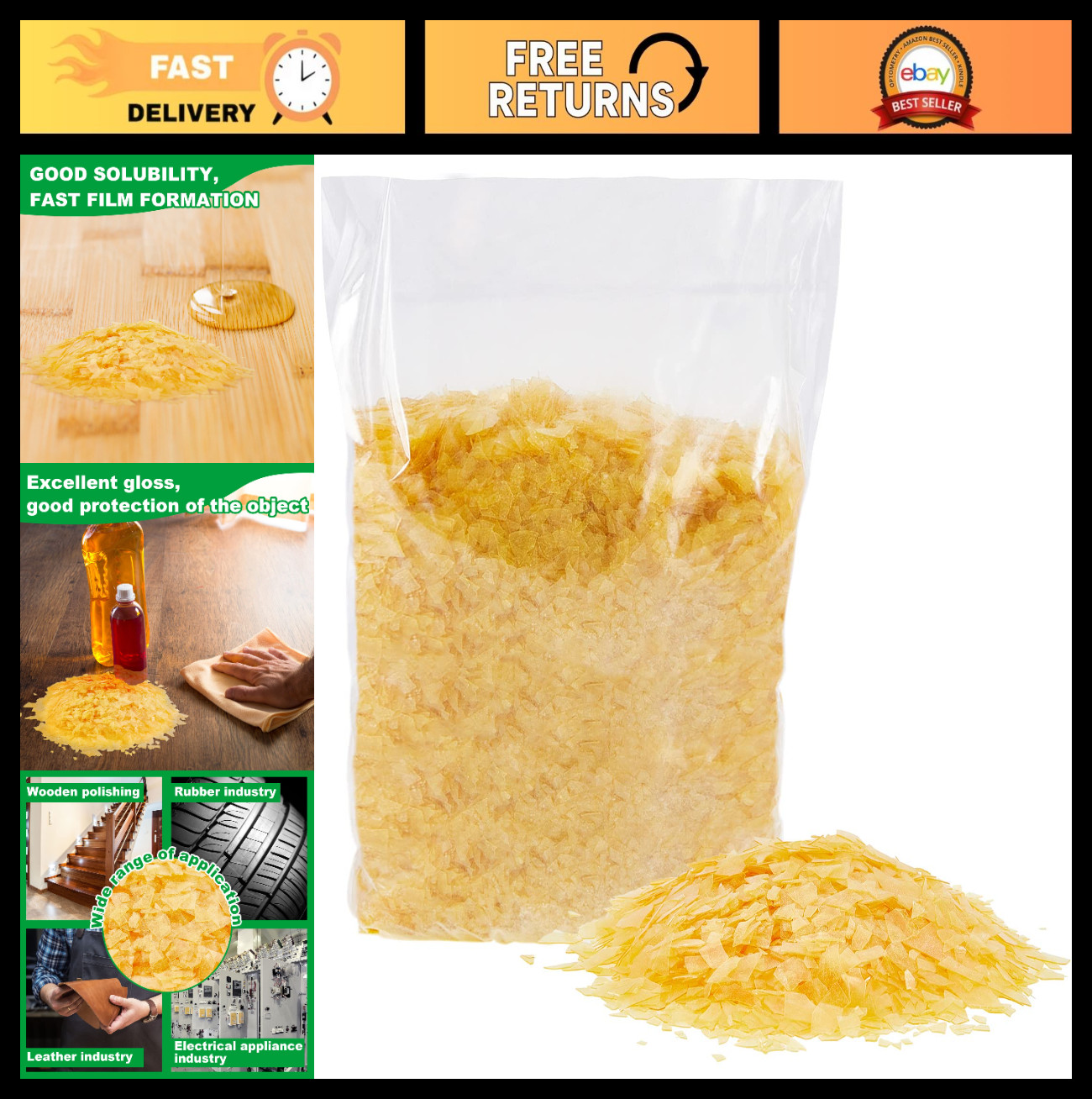 1 Pack Blonde Shellac Flakes 1.1 lb – Wood Finish for Crafting & Home Decor