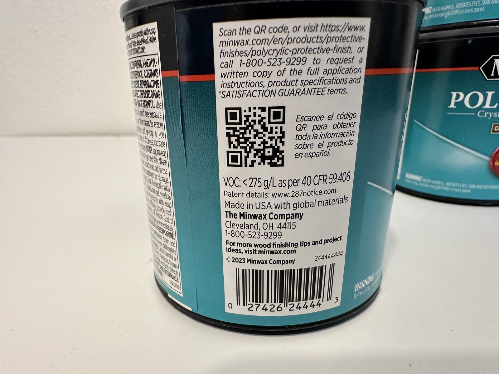 Minwax Polycrylic Crystal Clear Water-Based Polyurethane 8 FL Oz Clear SemiGloss