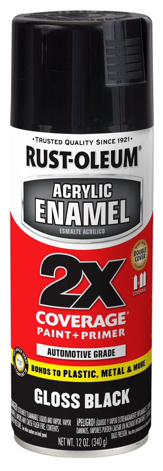 Rust-Oleum 271903 Acrylic Enamel 2X Spray Paint, 12 oz, Gloss Black, (Pack of 1)