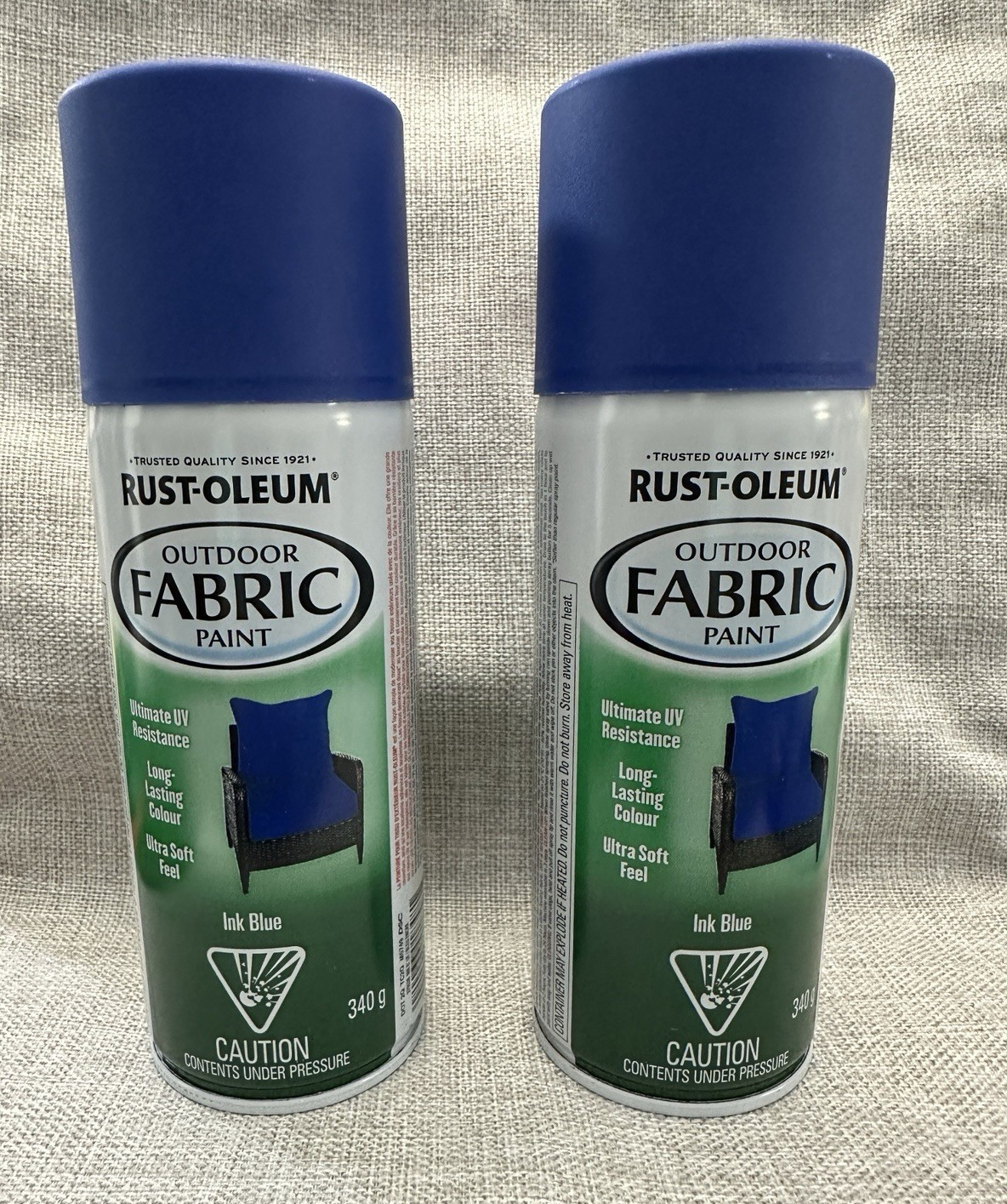 2 Cans Rust-Oleum Ink Blue Outdoor Fabric Paint 379538 UV Resistant Soft Feel