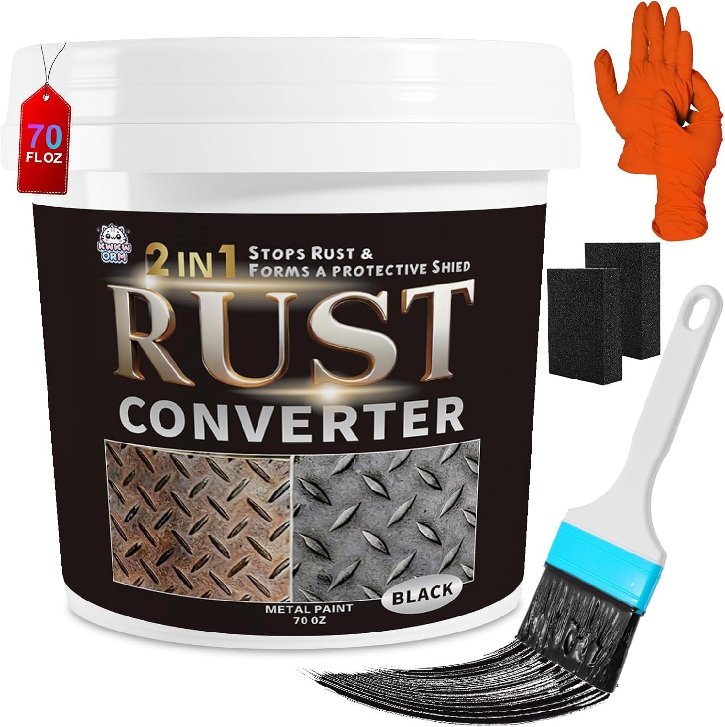 Anti-Rust Coating & Primer: 2-in-1 Formula for Automotive & Marine Use, 70.5 oz