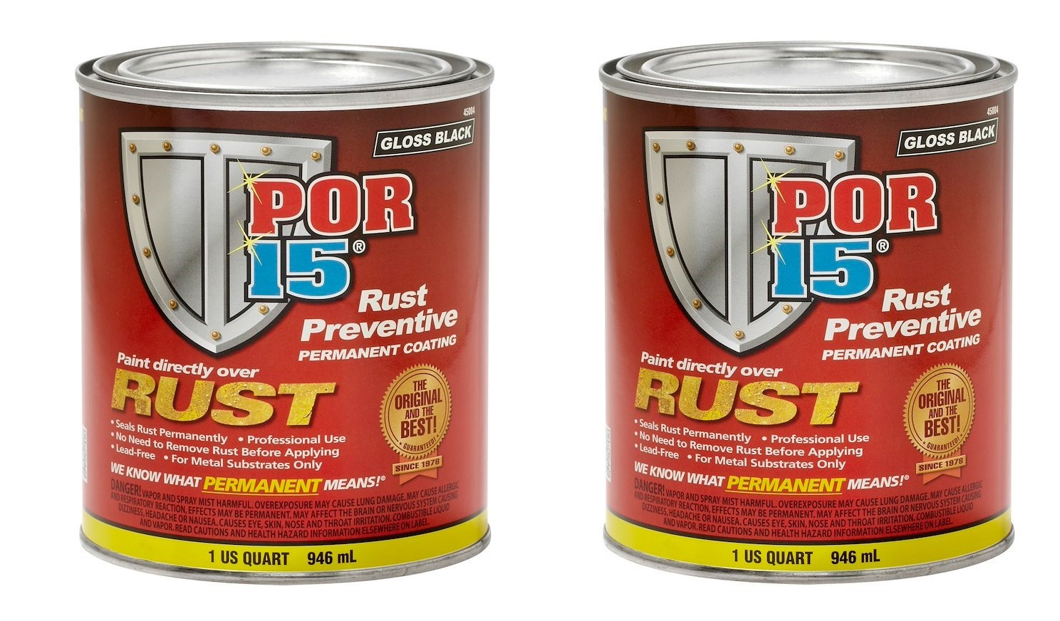 Por 15 45004 Rust Preventive Paint Permanent Coating Gloss Black 1Qrt(Pack of 2)