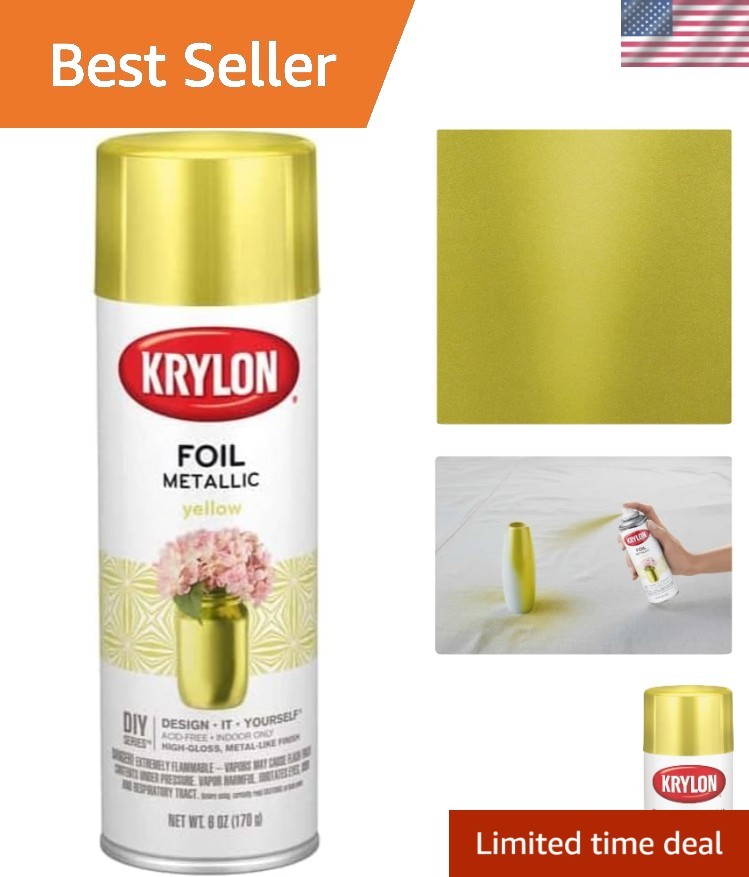 Enhance Your Crafts with 8 Oz Krylon Metallic Yellow Spray Paint – Quick Drying