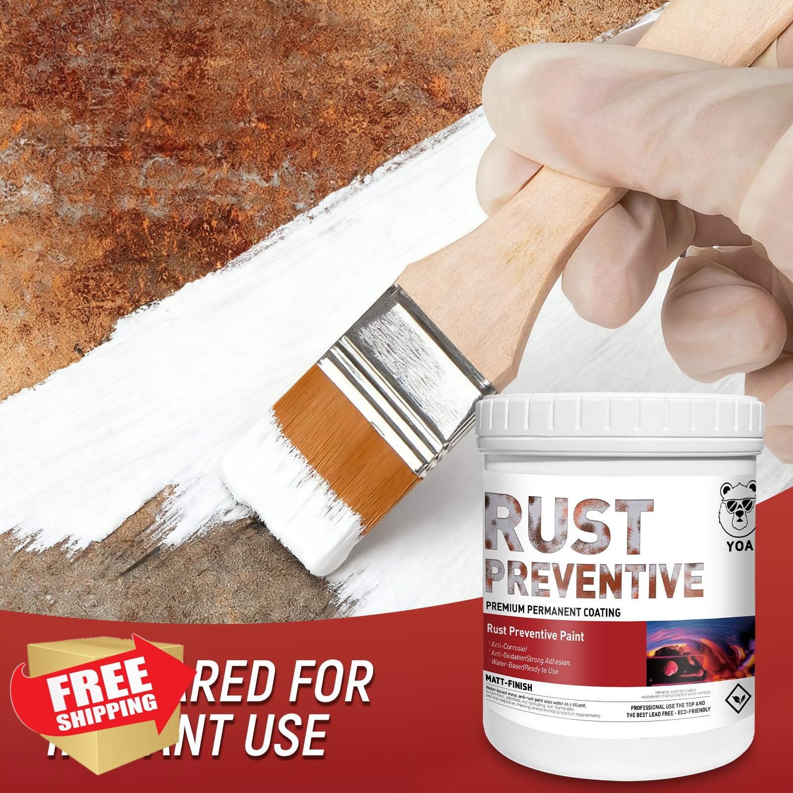 YOA Metal Paint Matte Red 16 oz Rust-Proof Coating