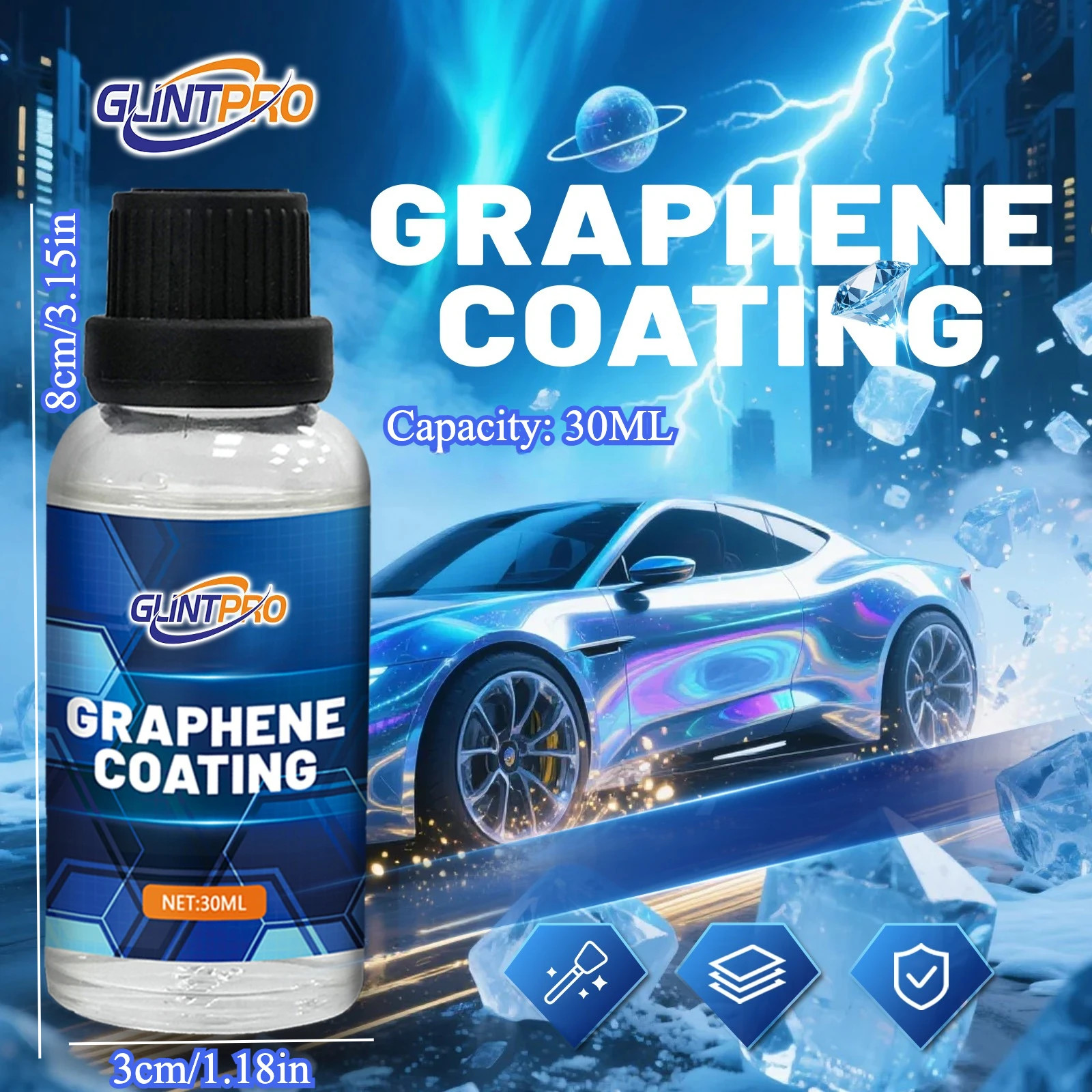 2 Sets 10H+ Graphene Ceramic Coating 30ML Car Scratch Remover Kit High Gloss