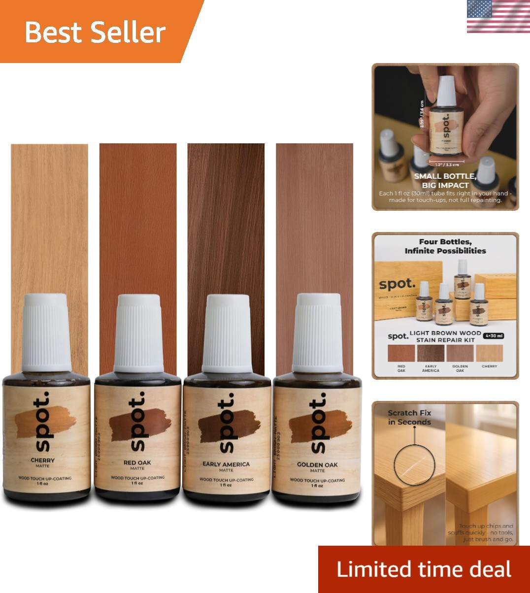 4-Piece Light Brown Wood Stain Repair Kit – Effortlessly Restore Your Decor