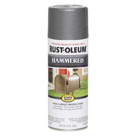 Rust-Oleum 7214830 Spray Paint, Gray, Hammered, Solvent, 12 Oz.