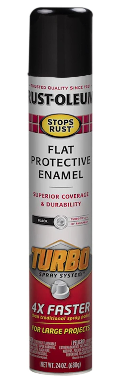 Rust Oleum Stops Rust Turbo Spray Paint Flat Black 24 Ounce For Large Projects