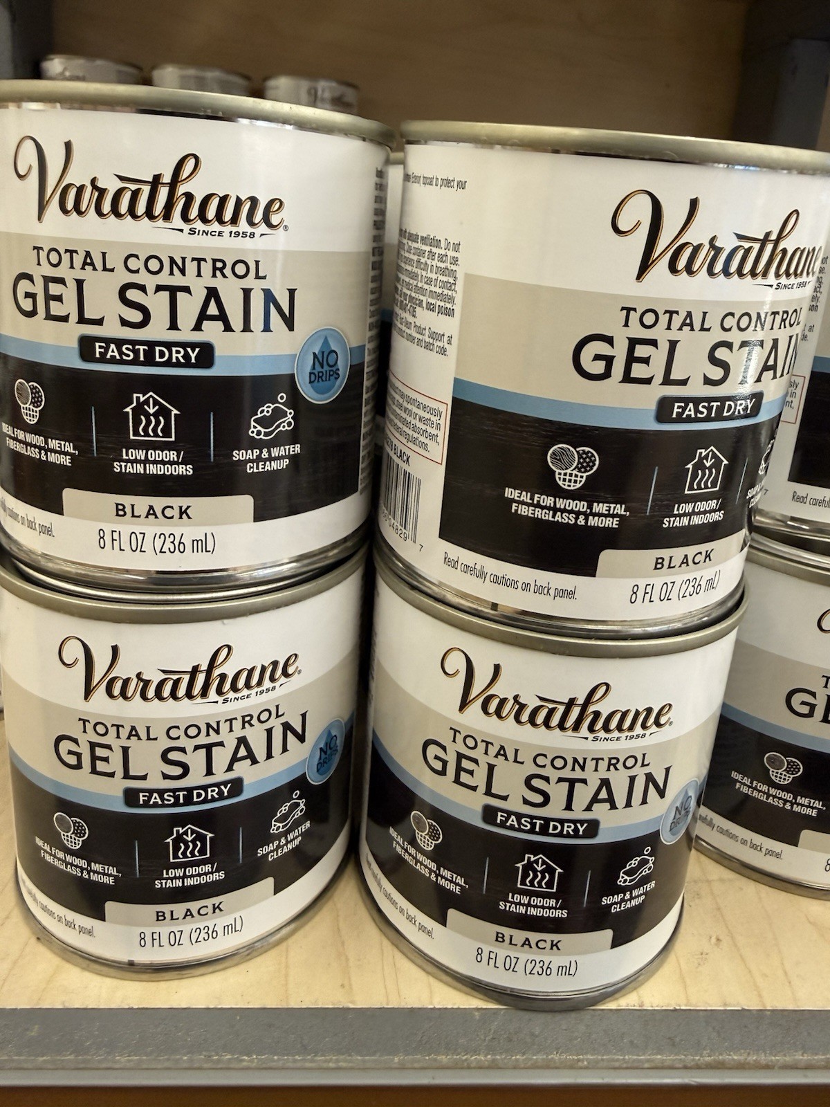 4 Cans Total Control Gel Stain | Low Odor Water-Based Formula Thick Gel Formula
