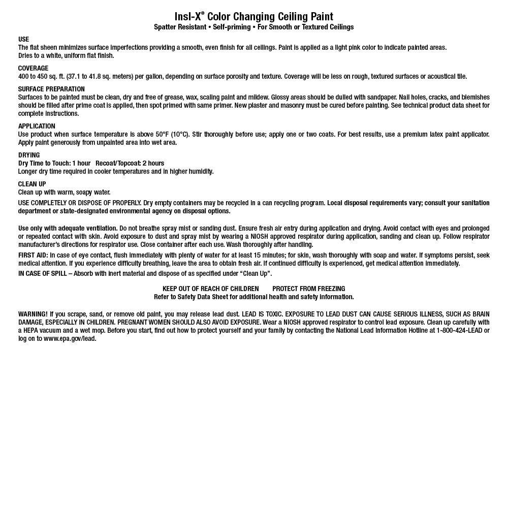 Insl-X Color-Changing Ceiling Paint White 1 Gallon Pc120009A-01