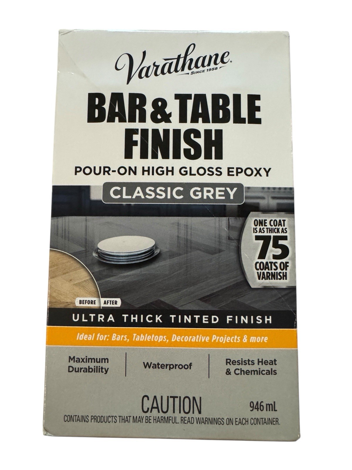 Varathane Pour-On High Gloss Epoxy Bar & Table Finish – Classic Gray