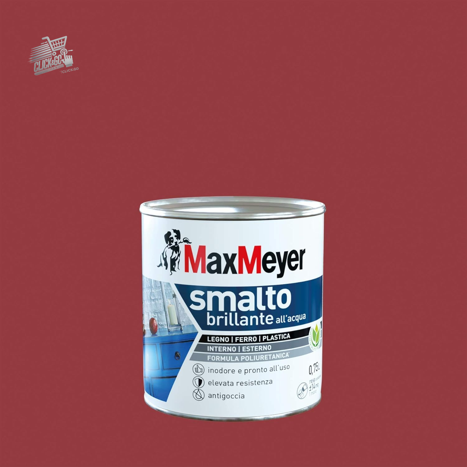 MaxMeyer Venetian Red Polyurethane Water Enamel 0.75L Wood Iron Plastic