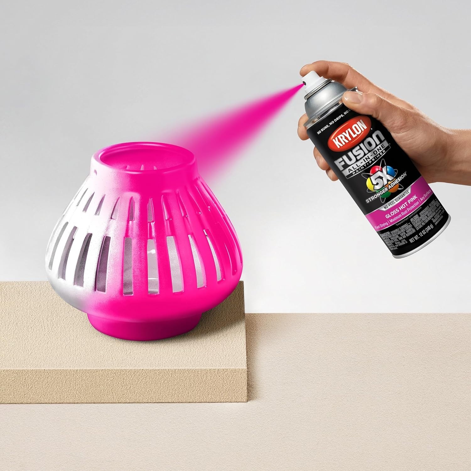 Fusion All-In-One Adhesive Spray Paint 12 oz – Gloss Hot Pink, Indoor/Outdoor