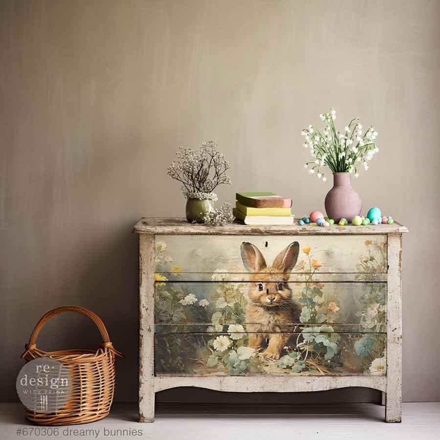 DREAMY BUNNIES | Decoupage Decor Tissue Paper for Furniture | 3 sheets –