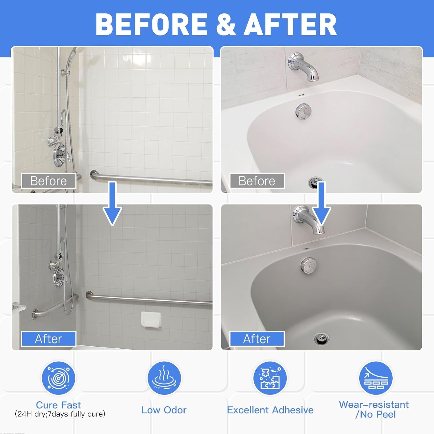 Durable Semi-Gloss Tile Paint Kit – Waterproof, Low Odor, Perfect for Bathrooms
