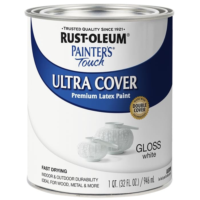 Rust Oleum Painter’s Touch Multi Purpose Gloss White Paint 1 Quart Pack Of 2
