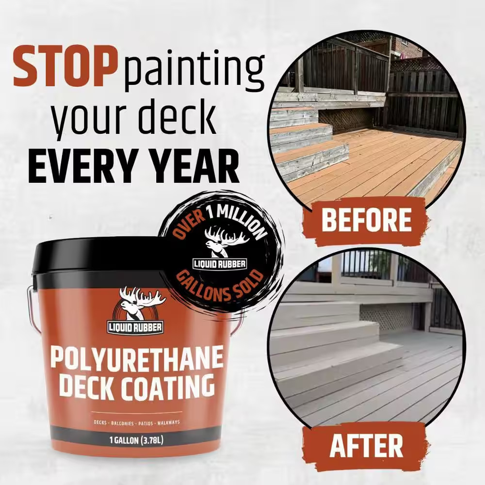 Polyurethane Deck Coating 4 Gal. 10X Stronger than Paint – Sealant for Pool Deck