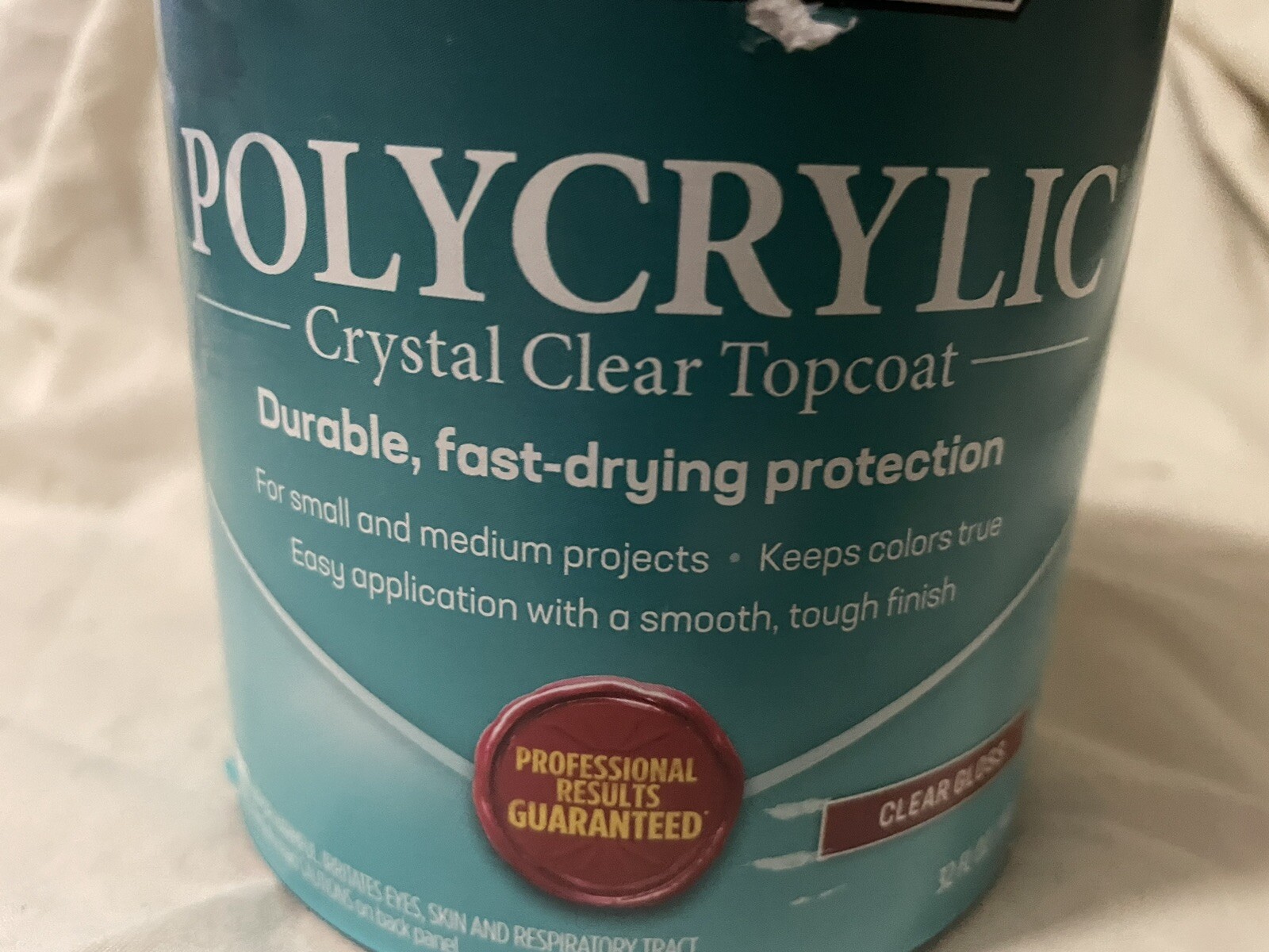 MINWAX POLYCRYLIC Clear Gloss Crystal Clear Topcoat 1qt (32oz) Prem Water Based
