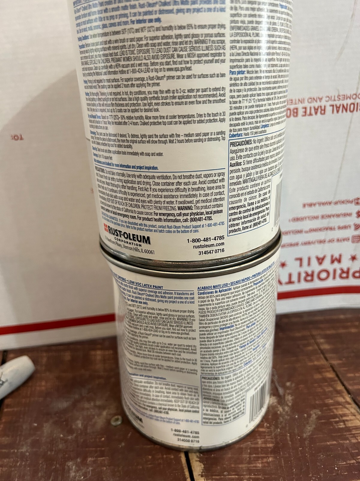 NOS 2-pack lot RustOleum Chalked Ultra Matte Paint Quart Aged Gray Light Tint