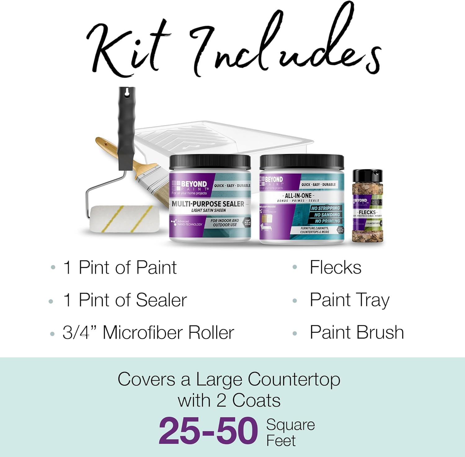 Countertop Makeover Kit with Paint, Sealer, Flecks and Tools for Countertops, Bu