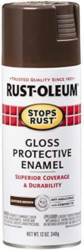 Rust-Oleum 7775830 Stops Rust Spray Paint, 12-Ounce, Gloss Leather Brown