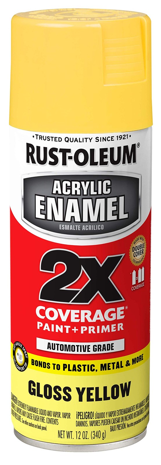 Rust-Oleum 271918 Acrylic Enamel 2X Spray Paint, 12 oz, Gloss Yellow