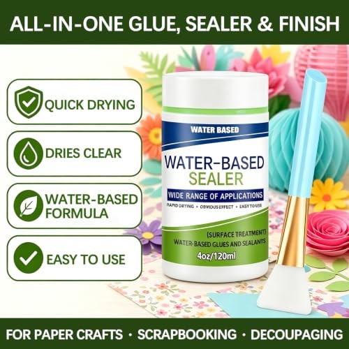 2 Pack 120ml Water-Based Sealer with Brush – Multi-Purpose Clear Surface
