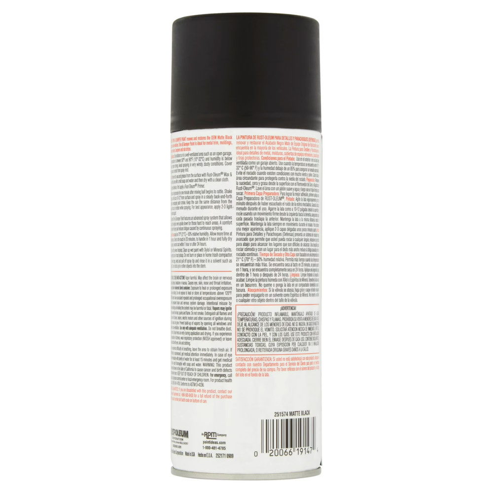 (2 Pack) Rust-Oleum Automotive Trim and Bumper Matte Spray Paint, Black, 11 oz