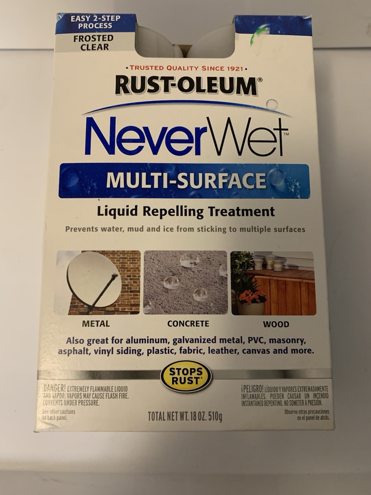 New Rust-Oleum NeverWet Multi-Surface Liquid Repelling Treatment – Frosted Clear