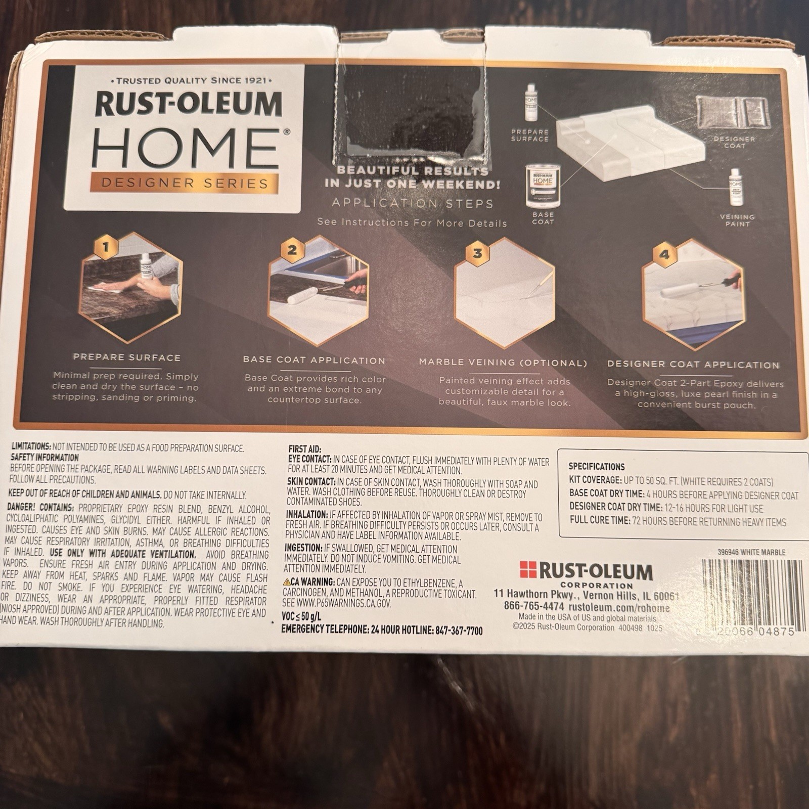 Rust-Oleum HOME Designer Series White Marble Countertop Coating Kit NEW SEALED