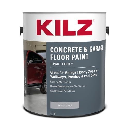 Epoxy Concrete Garage Floor Paint – Silver Gray, 1 Gallon, Durable & Easy Apply