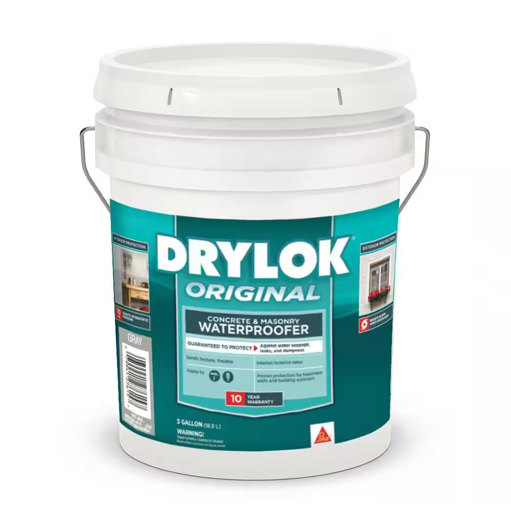 Original 5 Gal. Gray Flat Latex Interior/Exterior Basement and Masonry Waterproo