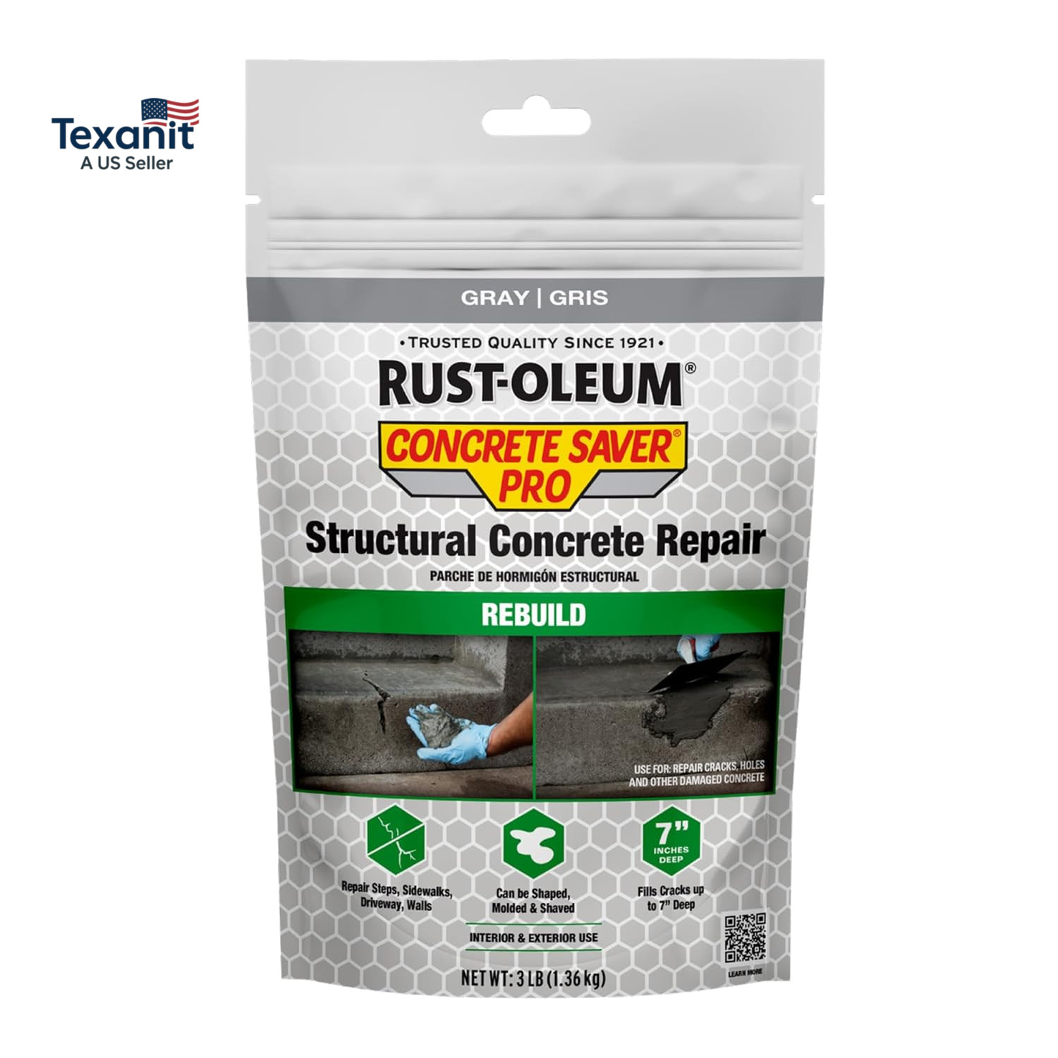 Concrete Saver Pro Structural Concrete Repair, 3 Lb, Gray