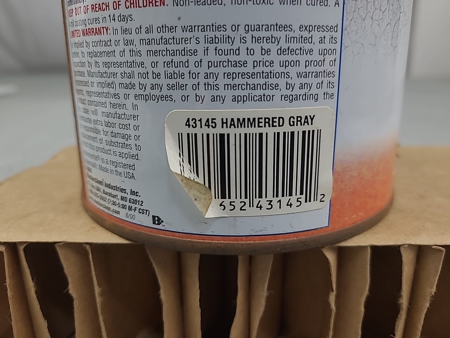 1x Hammerite Rust Cap GRAY Hammered Finish Metal Paint & Primer 1 Quart Can