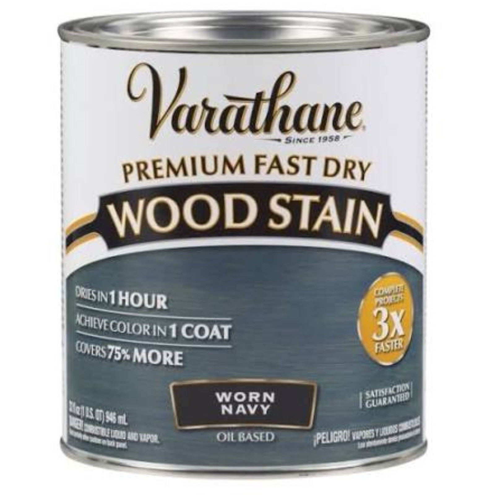 Varathane Fast Drying Oil-Based Wood Stain Worn Navy 1 Quart