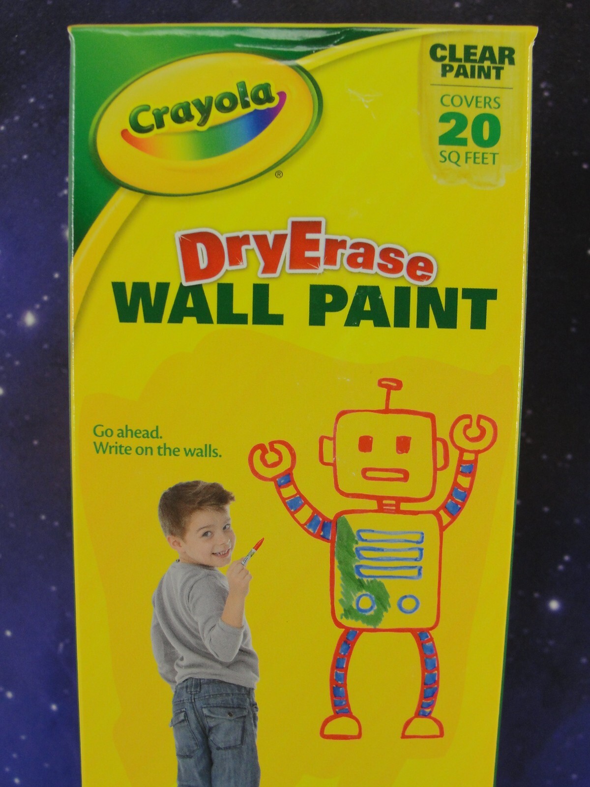 CRAYOLA DRY ERASE CLEAR WALL PAINT DRAW ON THE WALL COVERS 20 SQ FEET NEW IN BOX