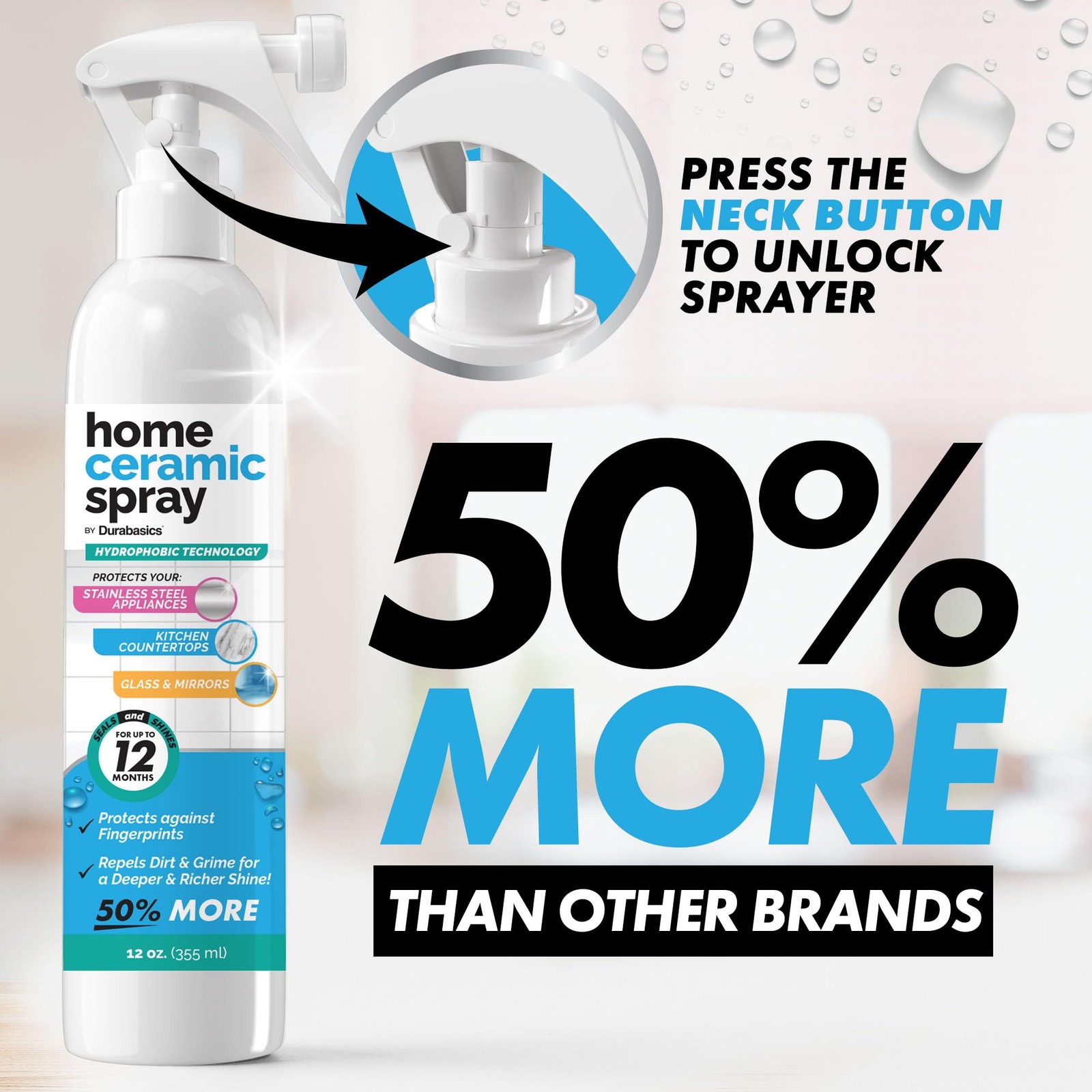 [12 Oz] Home Ceramic Coating Spray Kit Shine Seal & Protect Kitchen & Bath