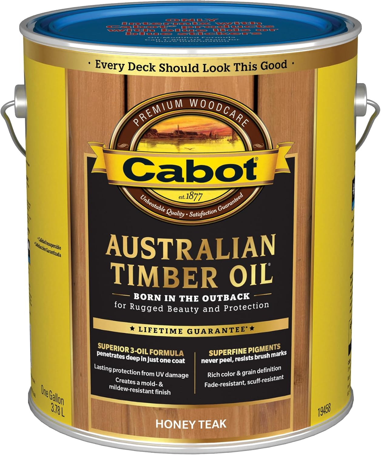 140.0019458.007 Australian Timber Oil Water Reducible, Translucent, Honey Teak –