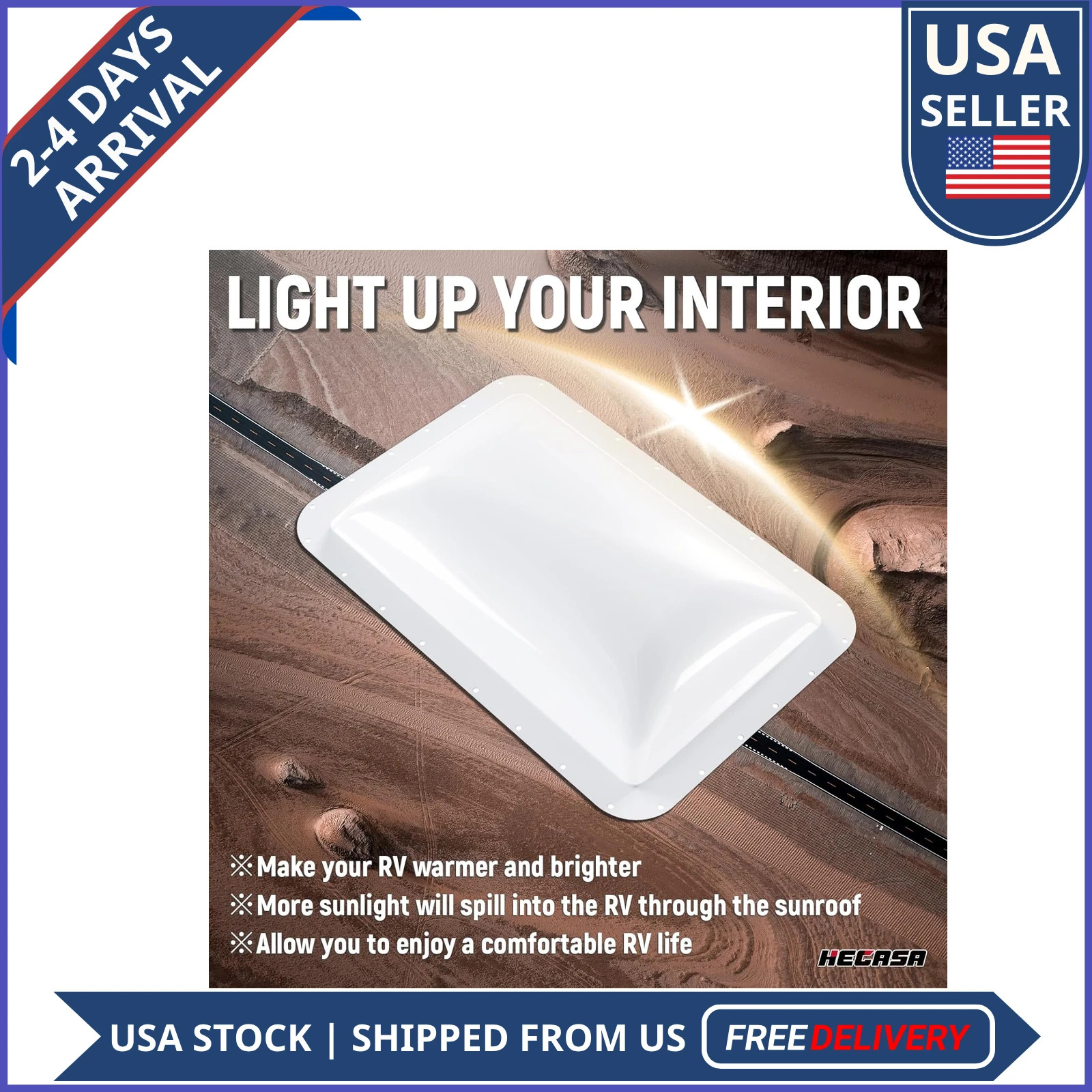 RV Skylight Replacement 18 x 26 for 14 x 22 Roof Opening Camper Motorhome White