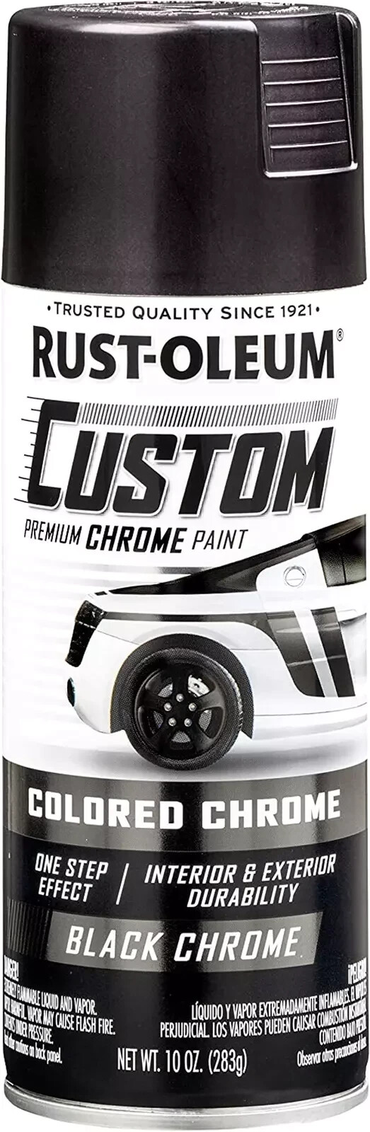 Rust-Oleum 343346 Automotive Custom Chrome Spray Paint, 10 oz, Black