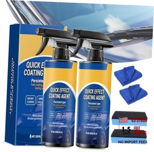 Quick Effect Car Coating Spray 2 Pack, Waterless Wash Polish, Paint Protection