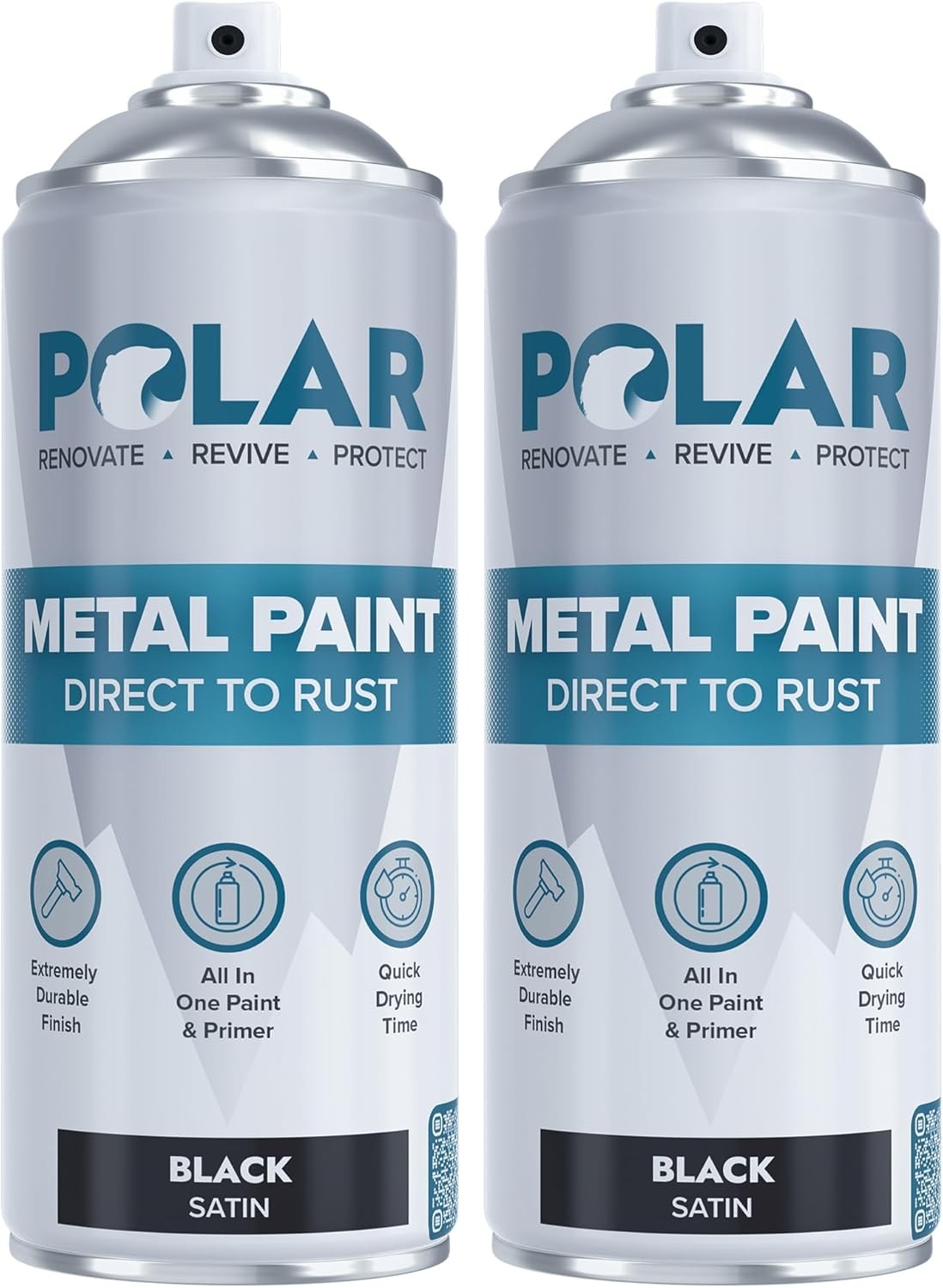 Polar Metal Paint Direct to Rust Spray, Satin, Black, 13.5 Fl Oz, 2 Pack