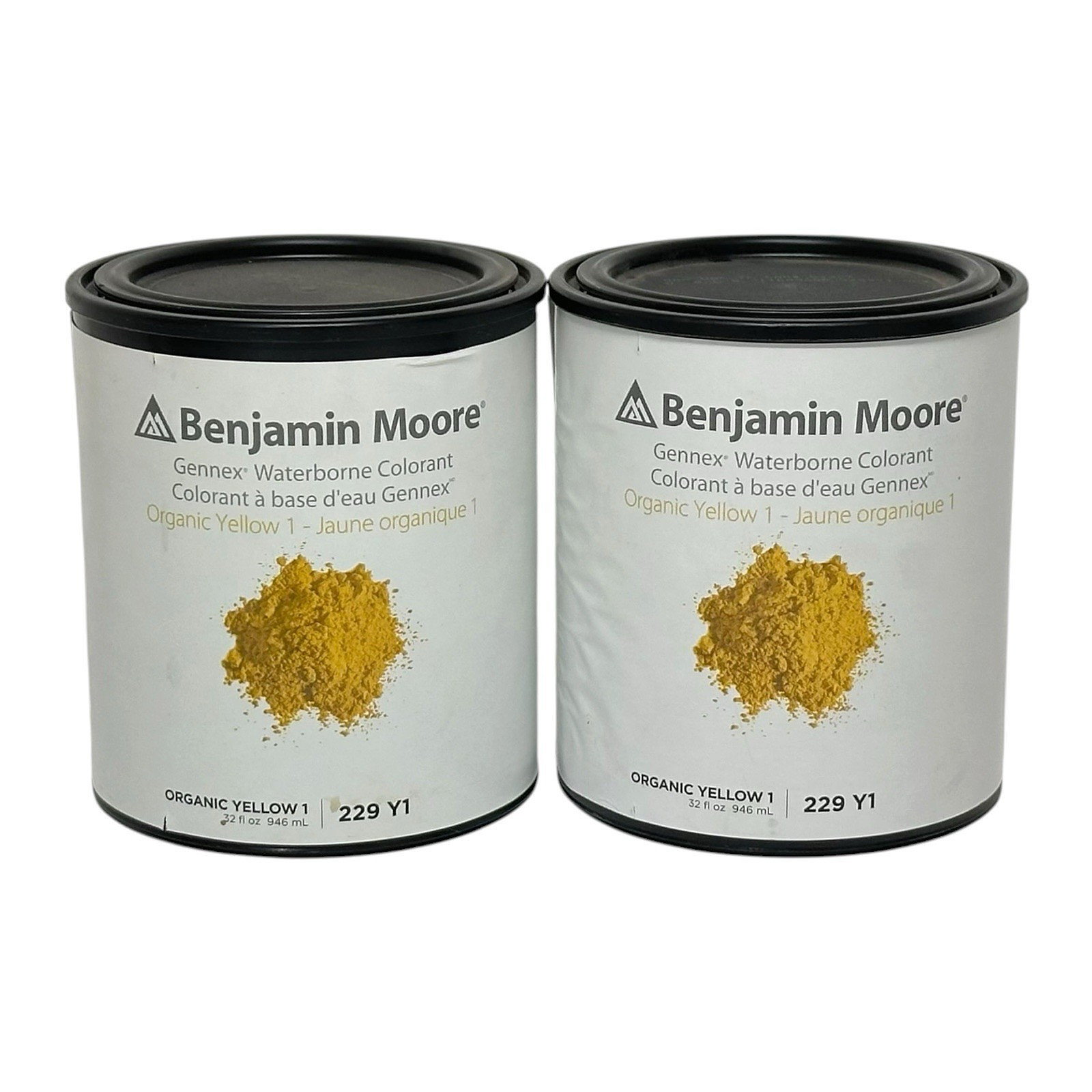BENJAMIN MOORE GENNEX WATERBORNE COLORANT 32oz ORGANIC YELLOW 229 Y1 – LOT OF 2