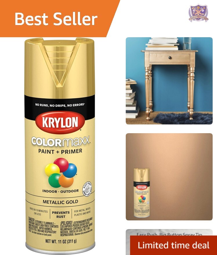 Rust Resistant 12 oz Metallic Gold Acrylic Spray Paint for Indoor/Outdoor Use