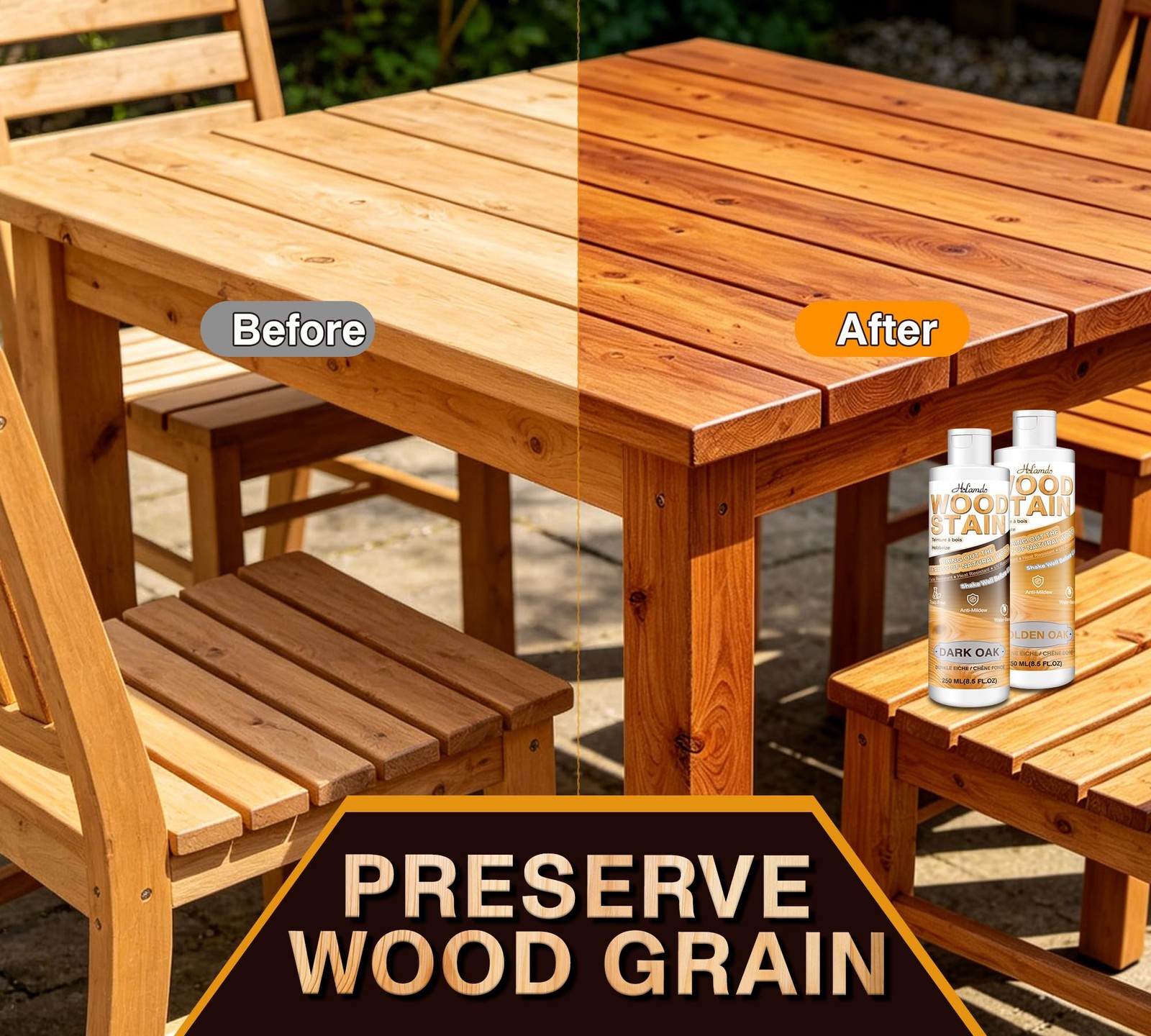 Water Based Wood Stain 8.5oz, Golden Oak – Indoor Outdoor