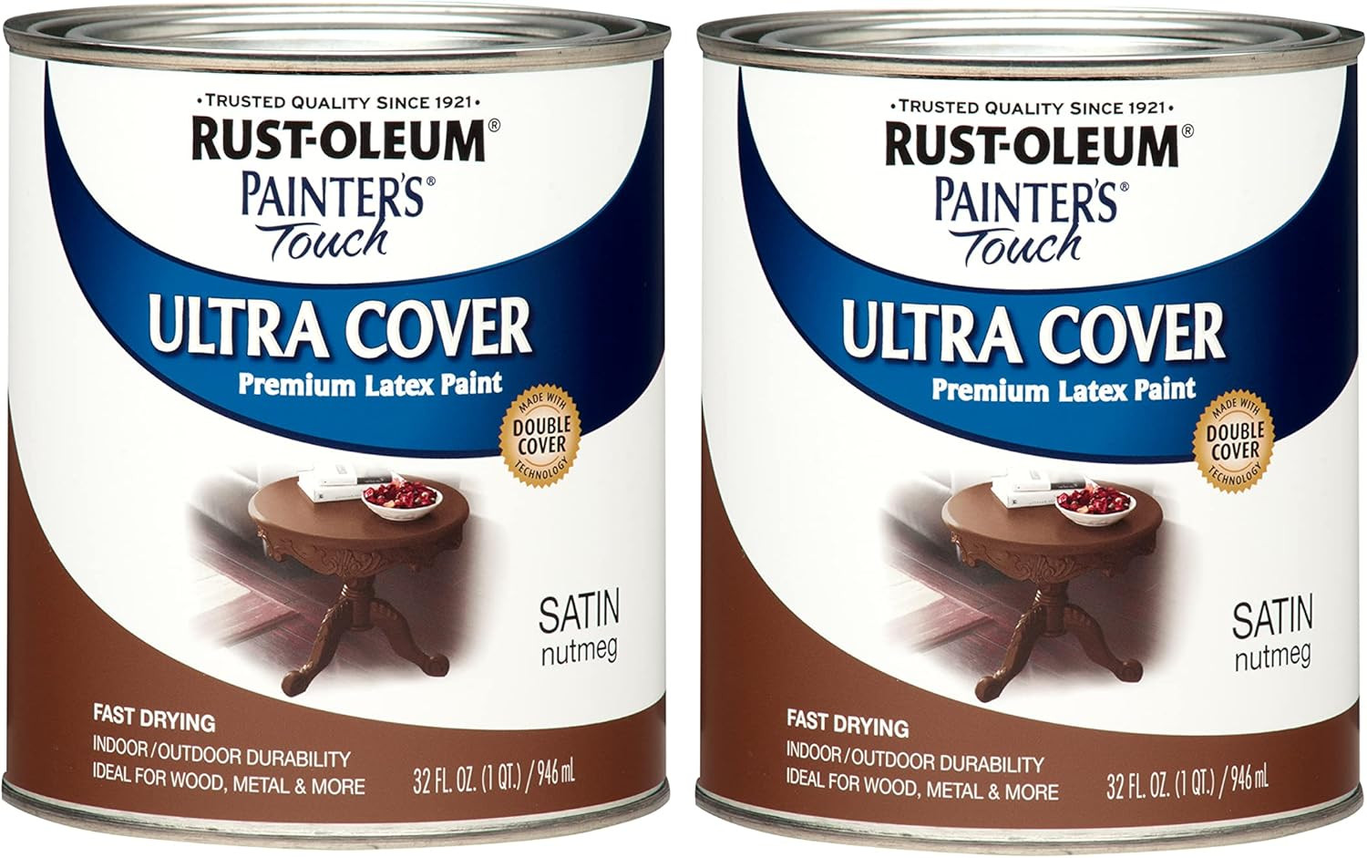 240284-2PK Painter’S Touch Latex Paint, Quart, Satin Nutmeg, 2 Pack