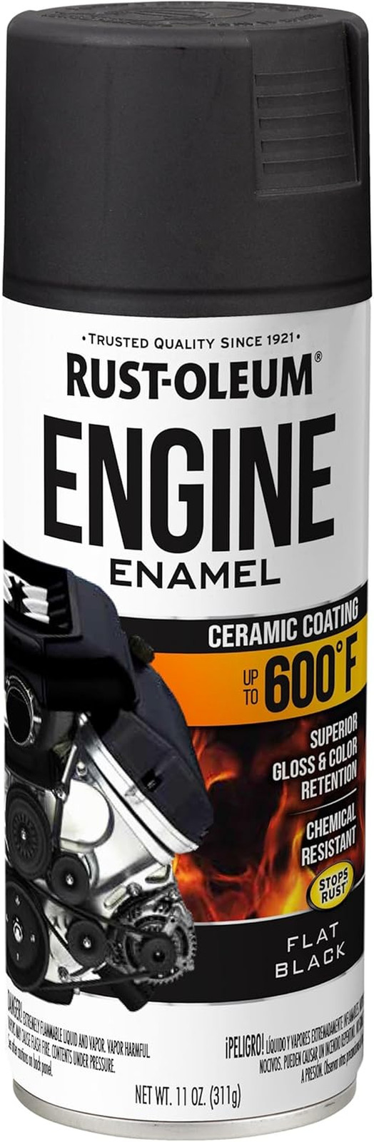 363571 Engine Enamel Spray Paint, 11 Oz, Flat Black, (Pack of 1)