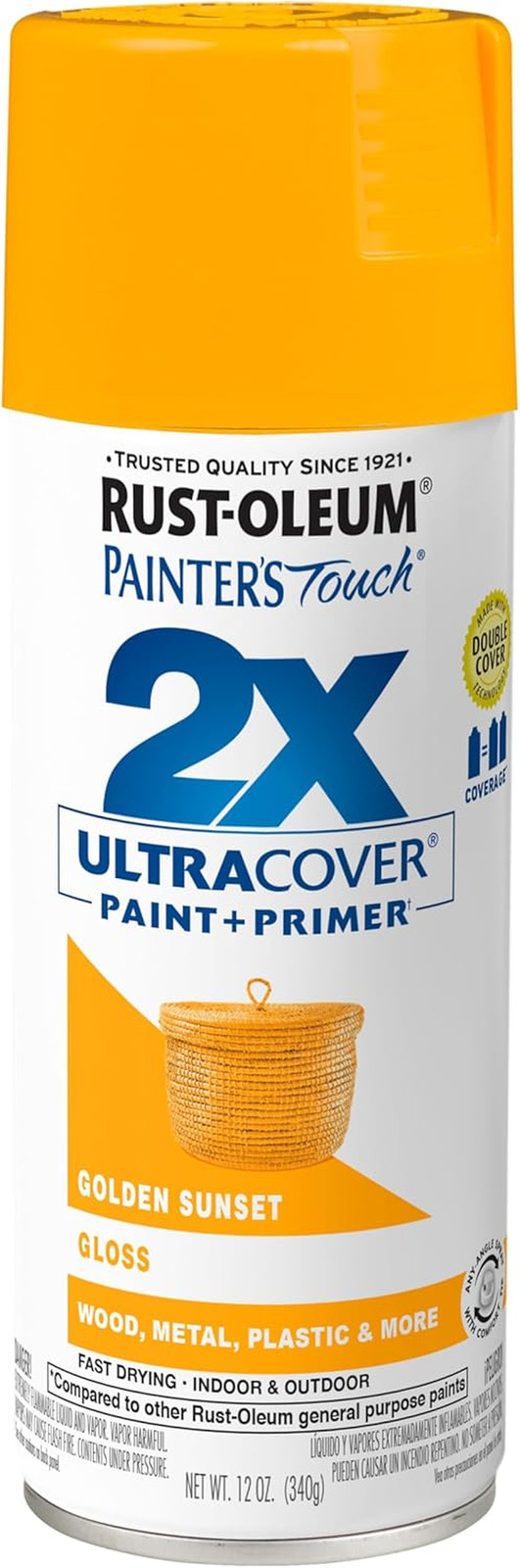 299910 Painter’S Touch 2X Ultra Cover Spray Paint, 12 Oz, Gloss Golden Sunset