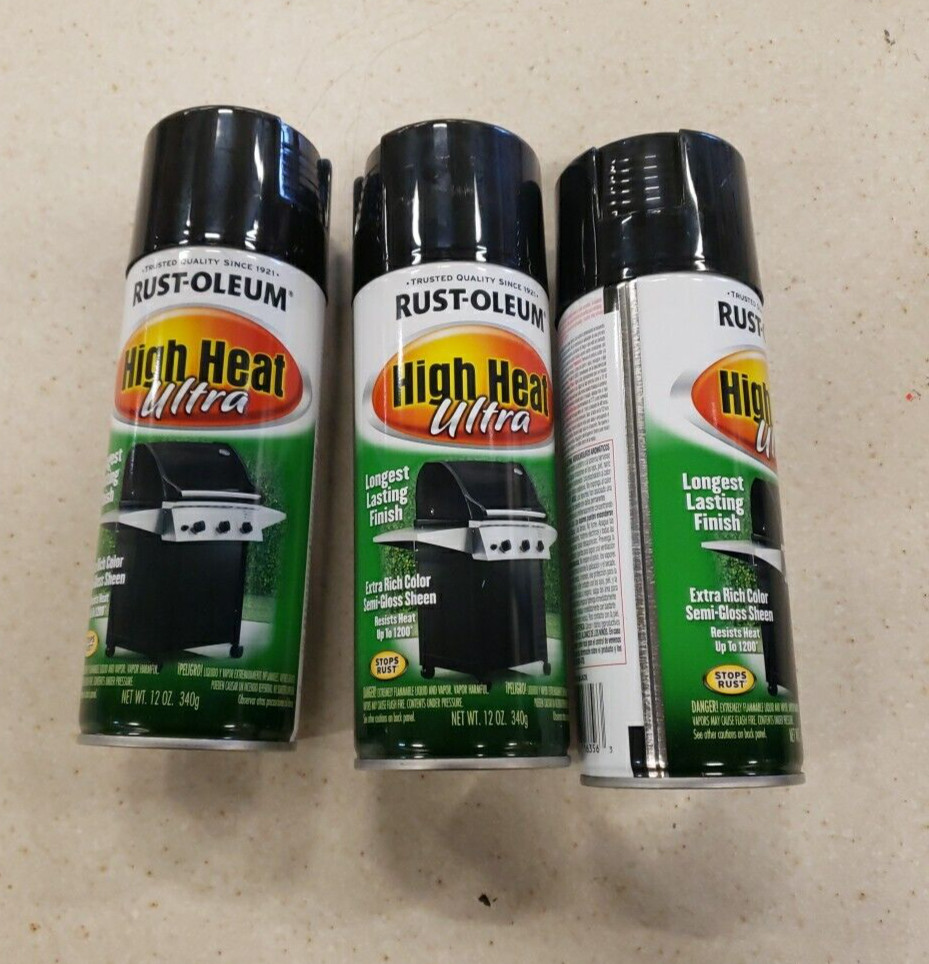 Rust-Oleum High Heat Ultra Enamel Spray, black, 12-Ounce 3 Pk