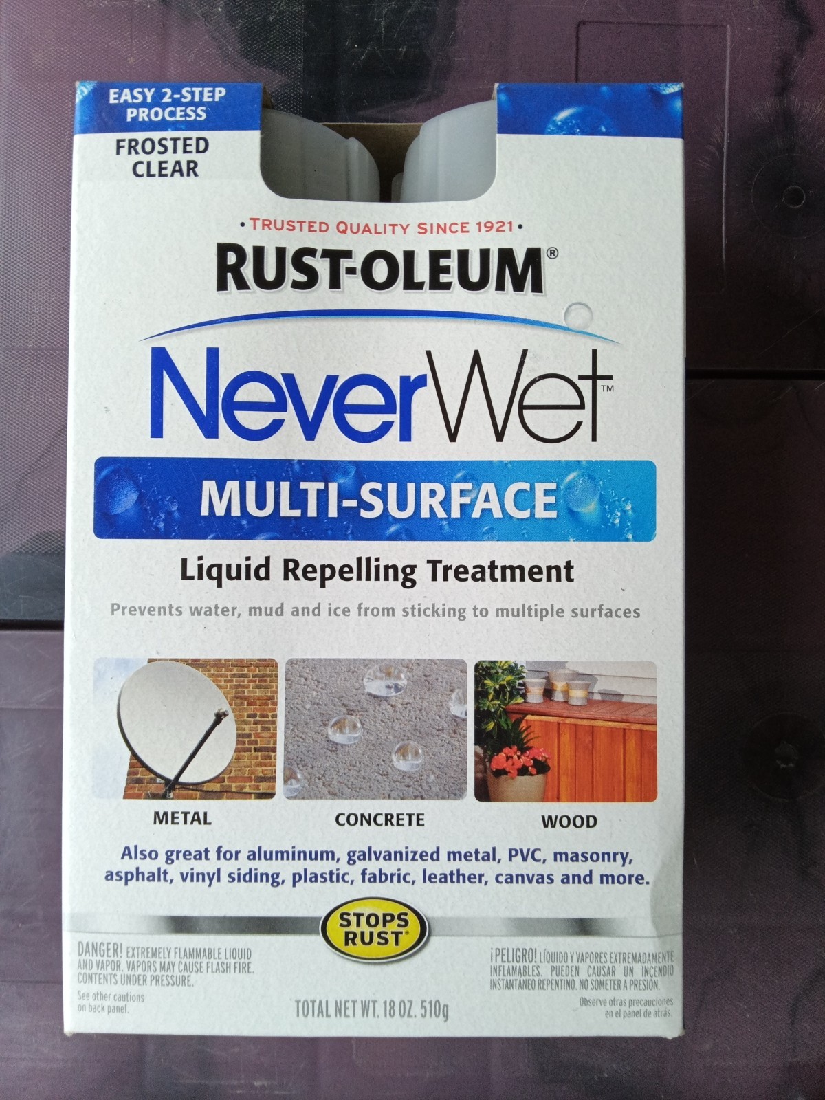 RUST-OLEUM NEVER WET FROSTED CLEAR MULTI-SURFACE LIQUID REPELLING TREATMENT 18oz